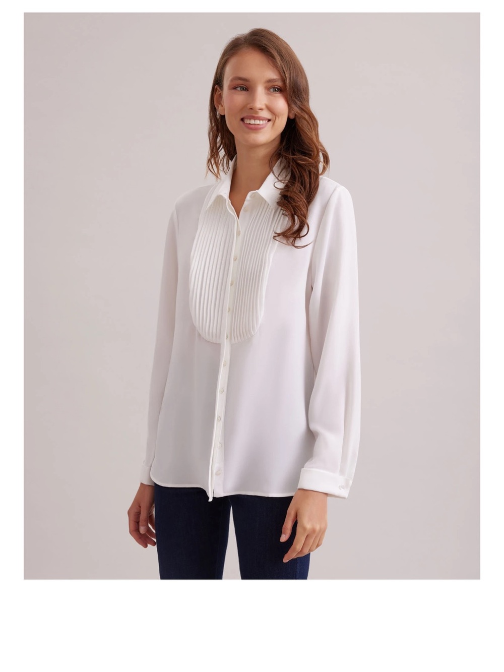 Anne Fontaine Saphira Shirt blouse white Tuxedo Sz 38 Old Money Quiet Luxury